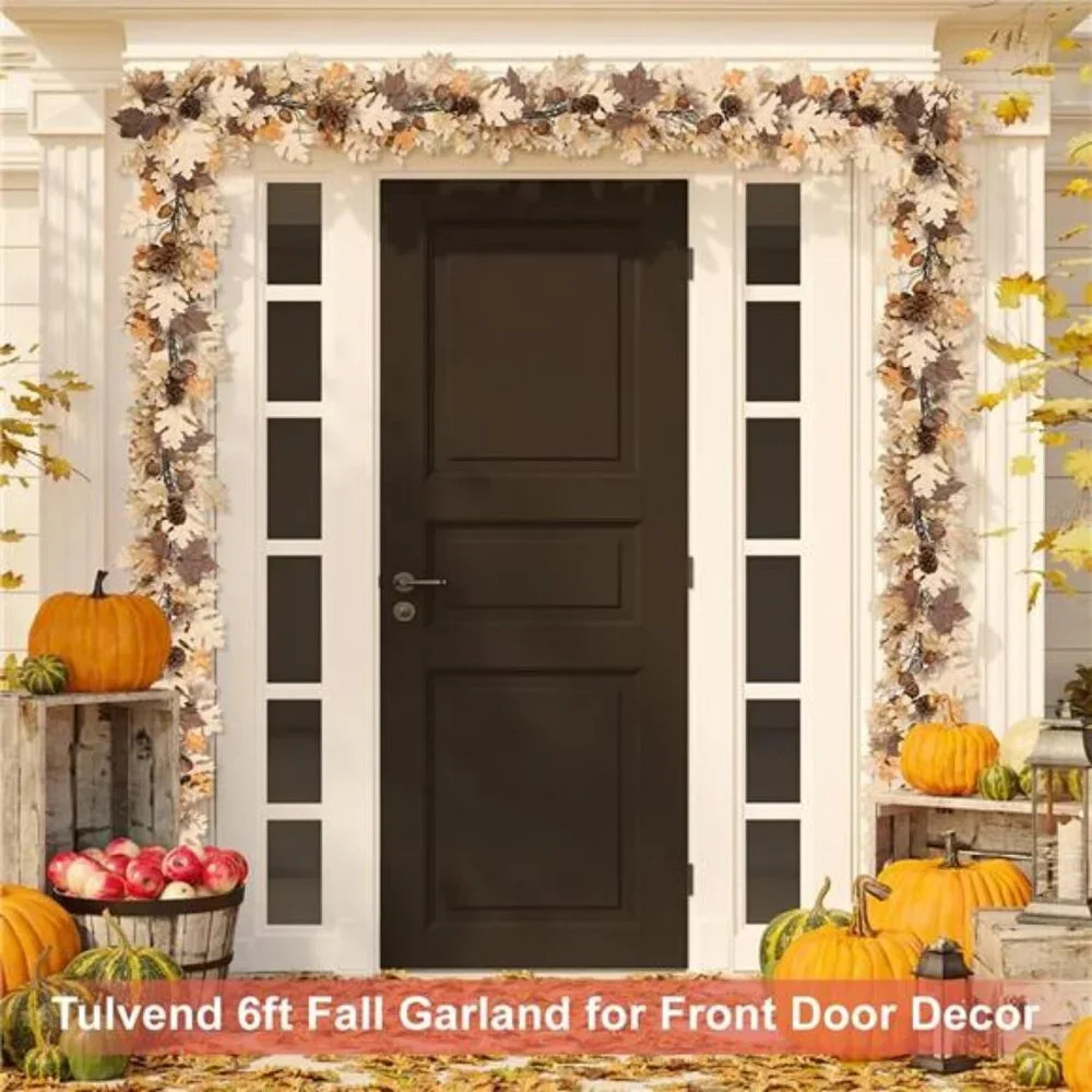 Fall Garland - 6 Ft Maple Leaf Garland with Pinecones - Fall Acorn Leaf